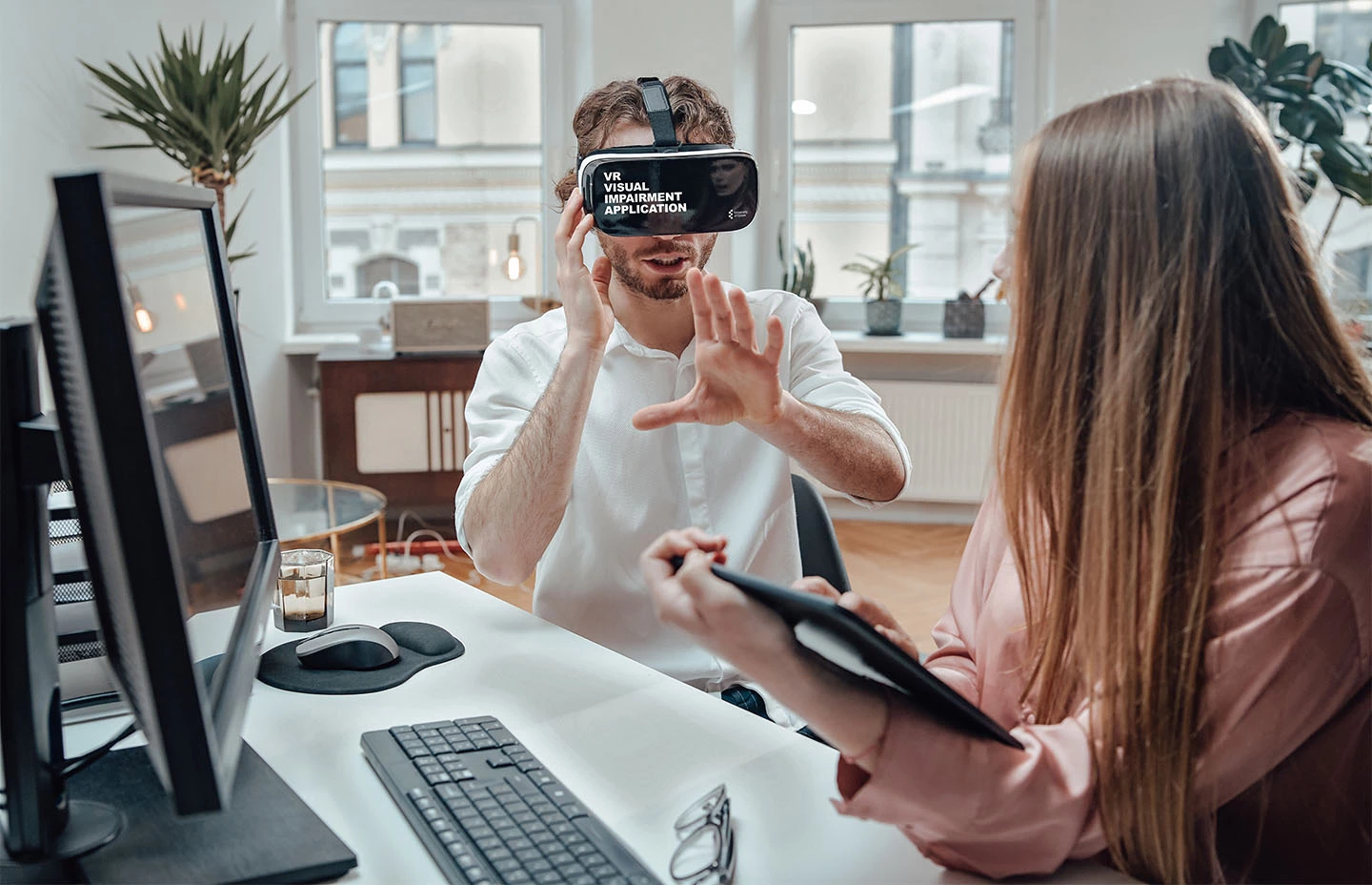 Experiencing visual impairment through headset